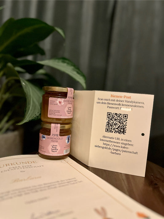 Bienenpatenschaft_Siebengebirge_honig_loewenburg_kloster_heisterbach_Imkerei-KALEOsiebengold_regional_westerwald_wied_250g_sommertracht_fruehtracht_500g_naturschutz_kleines_paket