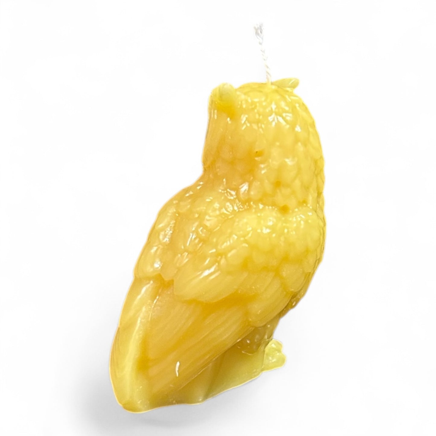 Eule seitlich sitzend als Bienenwachskerze