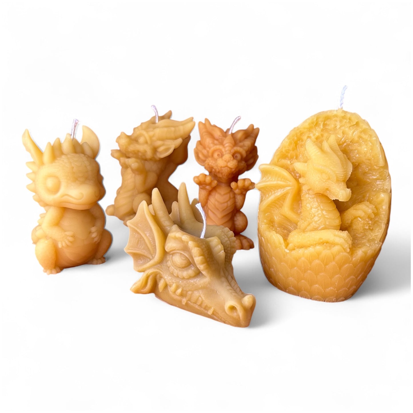 Drache im Ei als Bienenwachskerze