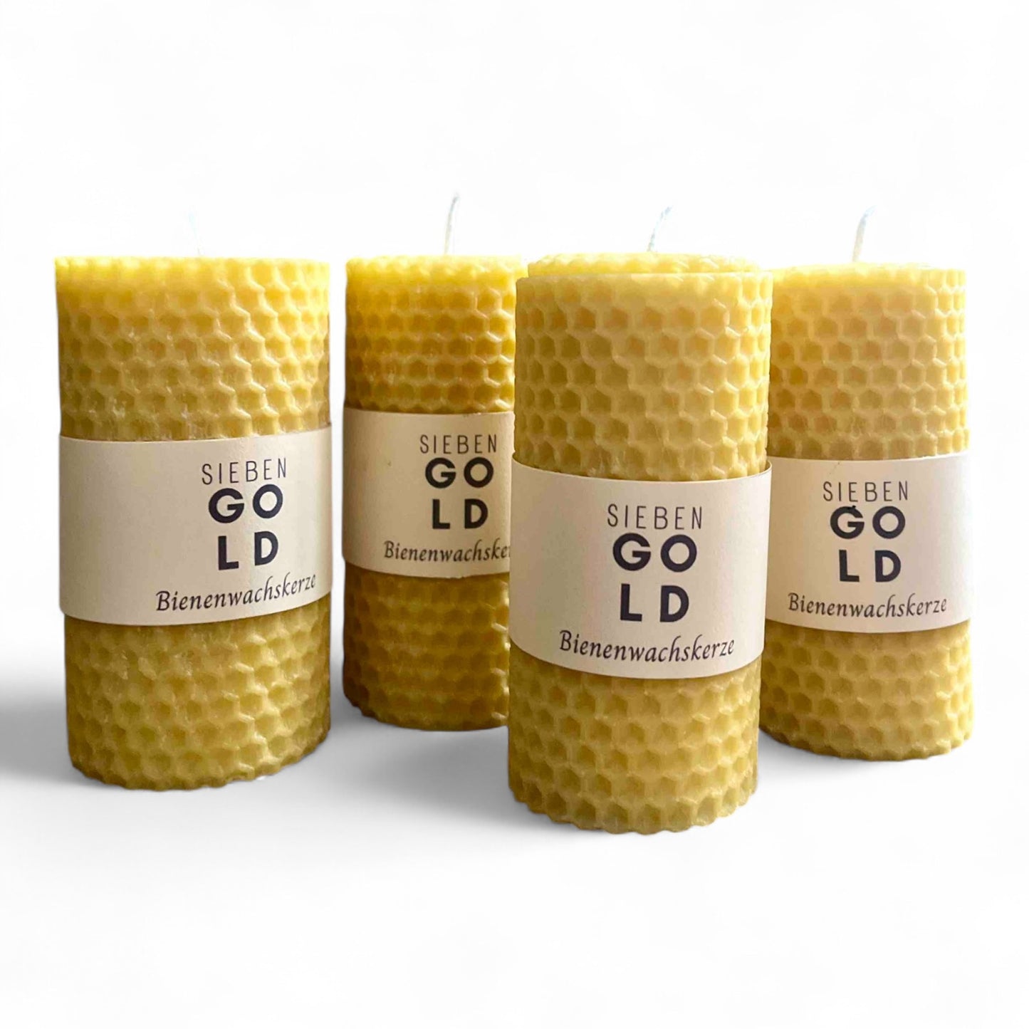 Gerollte Adventskranzkerzen aus Bienenwachs im 4er Set