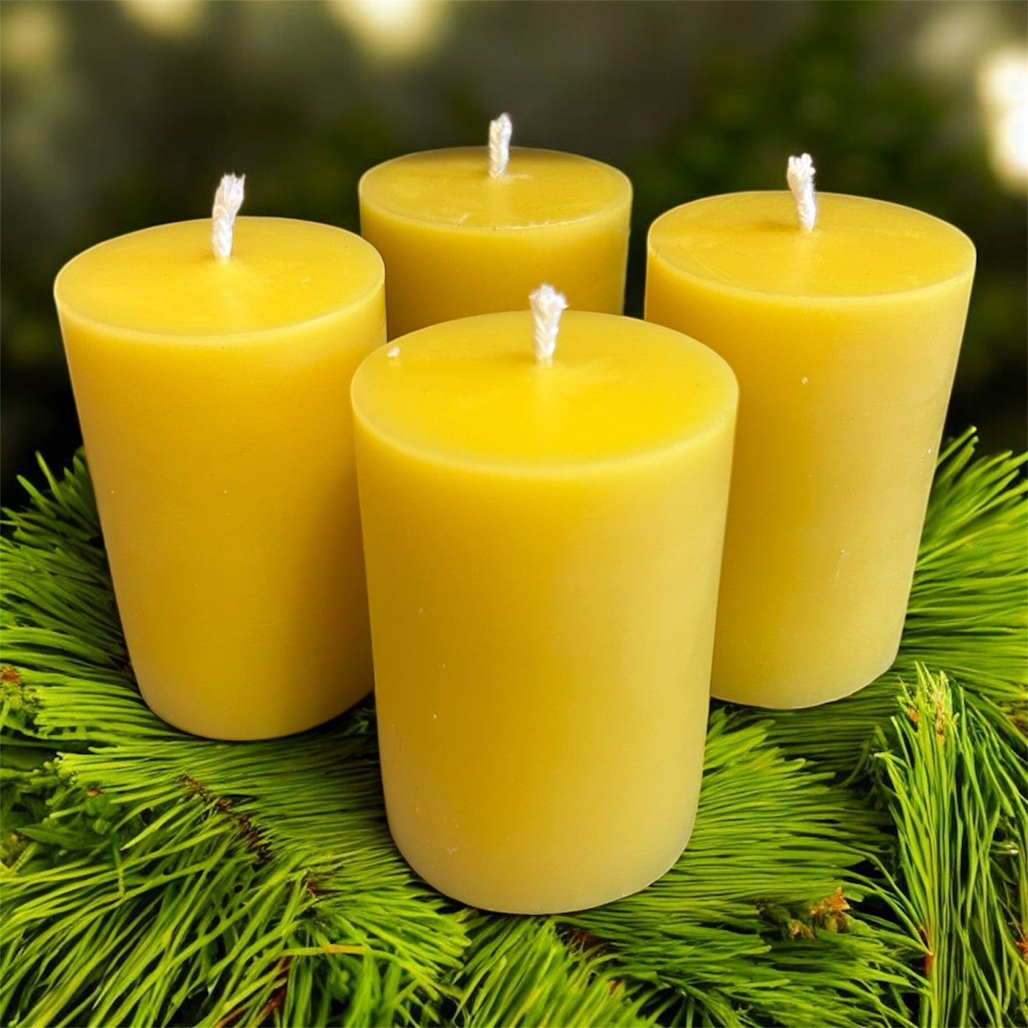 4 Stumpenkerzen für Adventskranz aus Bienenwachs